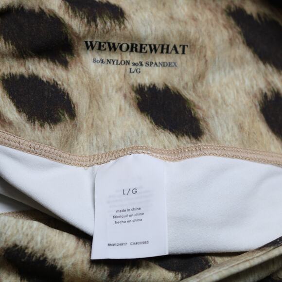 WeWoreWhat Leopard Print High Rise Stretch Bike Shorts Cheetah Tan Brown Size L - Picture 6 of 11
